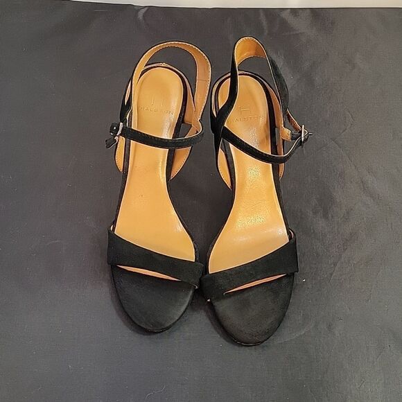 H by HALSTON SUEDE ADJUSTABLE 3-STRAPS ANKLE OPEN TOE  HEEL STILETTOS SANDAL - Picture 4 of 14